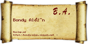 Bondy Alán névjegykártya